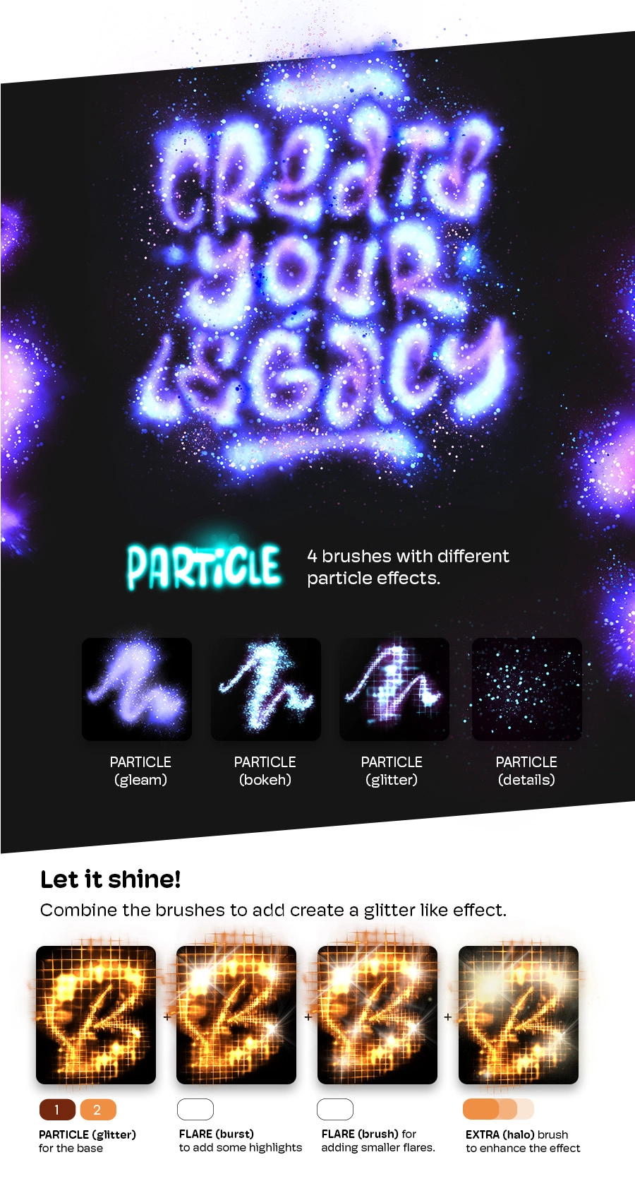 Glow Pack Particle Brushes for Procreate